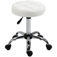 ROLLHOCKER höhenverstellbar Kunstleder Rollen Weiß - Weiß, Metall (35.5/67/35.5cm) - SHOPENTRA