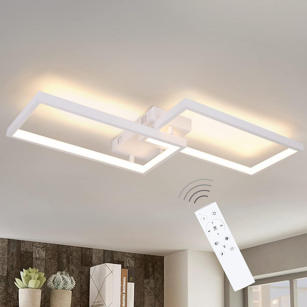 Thumbnail - ZMH Led-Deckenleuchte, Weiß, Metall, Mode, Quadratisch, 29x7x60 cm, Lampen & Leuchten, LED Beleuchtung, LED-Deckenleucht...