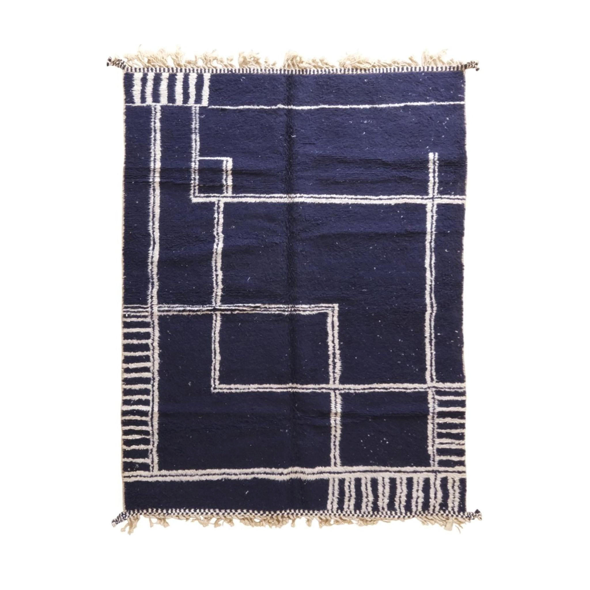 BERBERTEPPICH aus Marokko modern aus Wolle 200x 300 cm - Blau, Naturmaterialien (200/300cm) - AFK Living