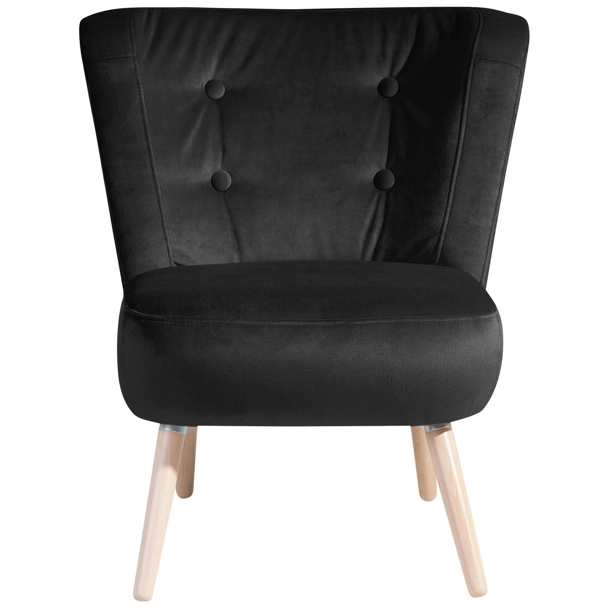 SESSEL Kassi Bezug Samtvelours Buche natur / schwarz - Schwarz, Kunststoff (69/80/68cm) - 58aufmkessel