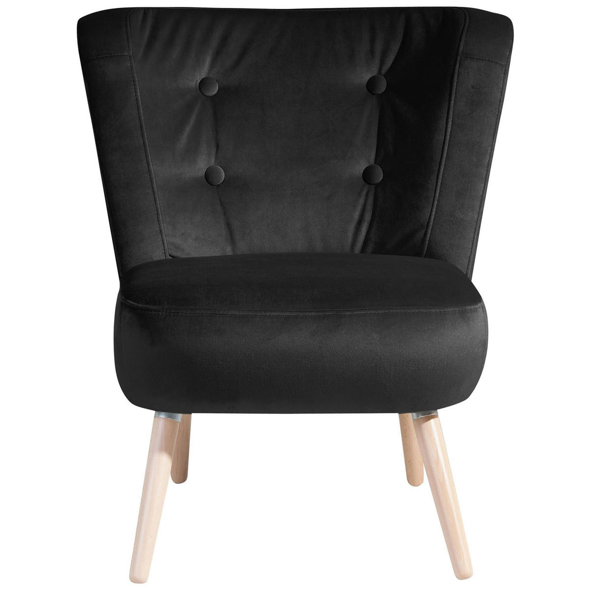 SESSEL Kassi Bezug Samtvelours Buche natur / schwarz - Schwarz, Kunststoff (69/80/68cm) - 58aufmkessel