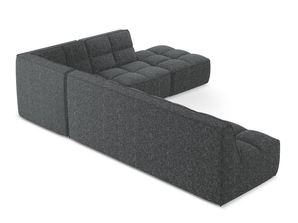 ECKSOFA Beidseitig Strukturstoff Stoff Grau - Schwarz/Graphitfarben, Kunststoff/Textil (308/258cm) - Makamii