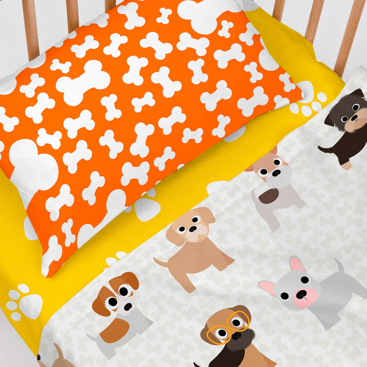 BETTWÄSCHE 2er-Set teiliges dogs 120x180 cm (kinderbett) mehrfarbig - Multicolor, Textil (120/180cm) - Happy Friday