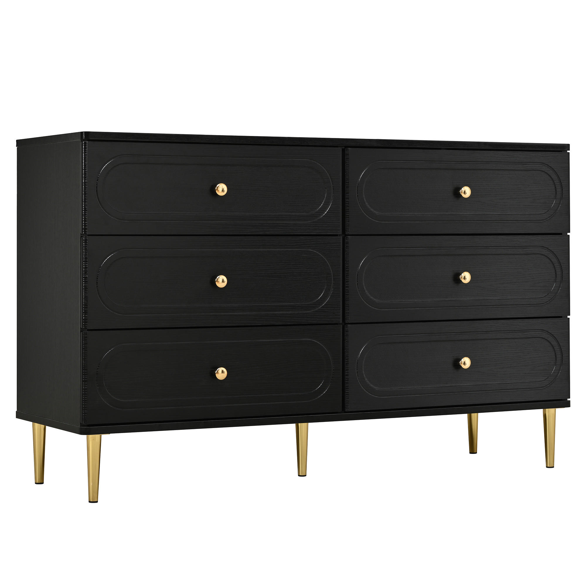 KOMMODE DE-37605 120/40/75 cm mit 6 Schubladen Schwarz - Schwarz, Holzwerkstoff (120/75/40cm) - ComfortXL