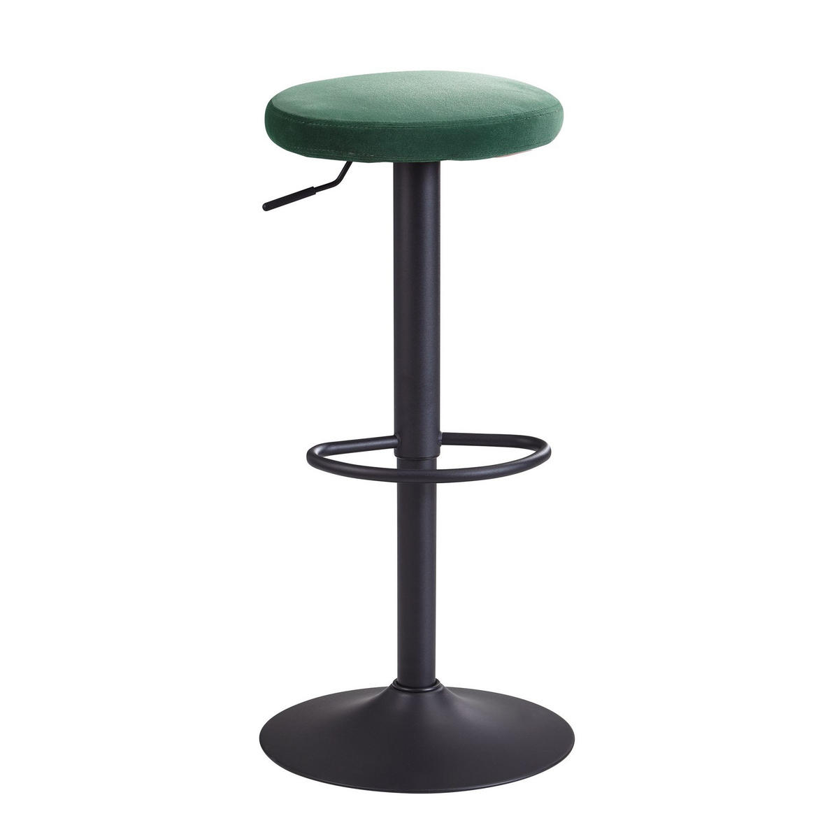BARHOCKER Höhenverstellbar Eisen Samt Drehbar CAMPANIA, Grün 40x40x79 cm - Schwarz/Grün, Textil/Metall (40/79/40cm) - KADIMA DESIGN