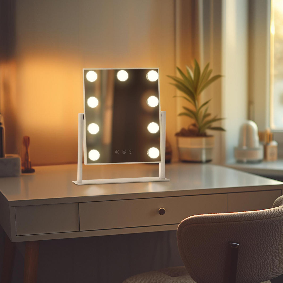 SCHMINKSPIEGEL eckig 30/7/36 cm Kunststoff weiß - Weiß, Kunststoff (30/36/7cm) - CLP