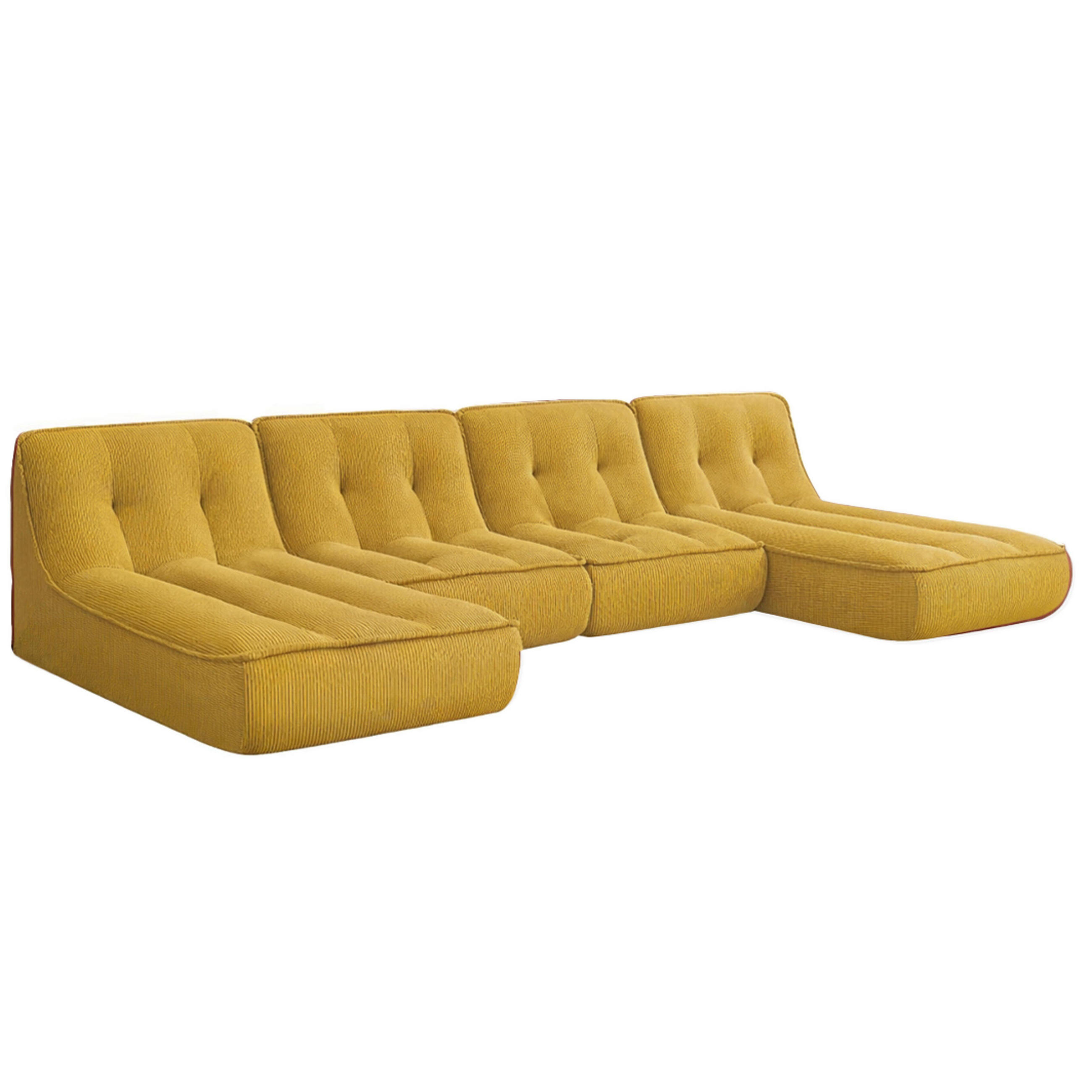 GARTENSOFA mit 4 Sitzplätzen, Gelb - Gelb, Textil (320/70/165cm) - Oviala