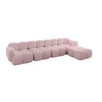 ECKSOFA modulares Sofa Rechts Miko-L3 390x205x75 Rosa Cord - Schwarz/Rosa, Holzwerkstoff/Kunststoff (390/205cm) - ALTDECOR