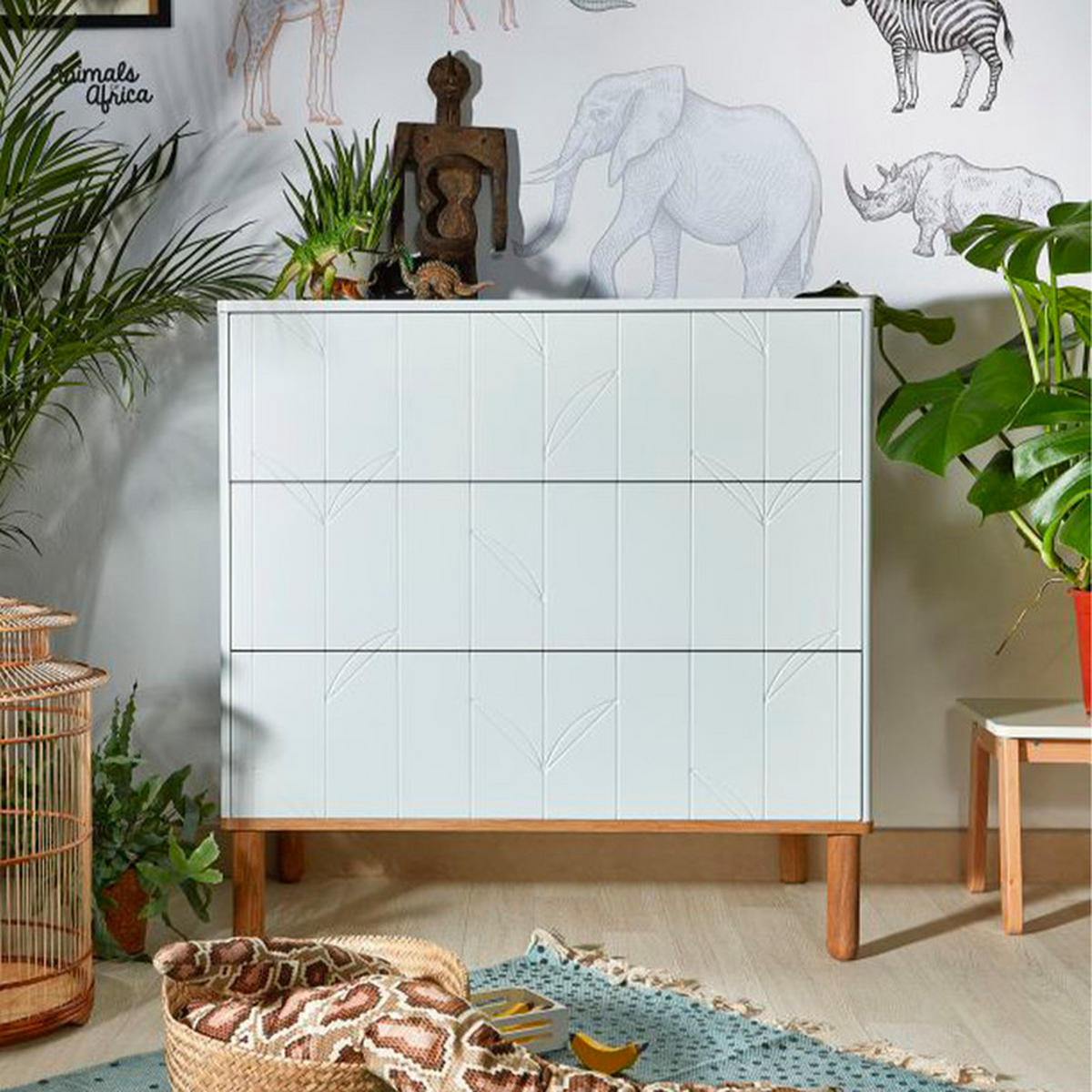 DĚTSKÁ KOMODA Bílá a dřevo - bílá, kompozitní dřevo (90/91/50cm) - Petits-meubles