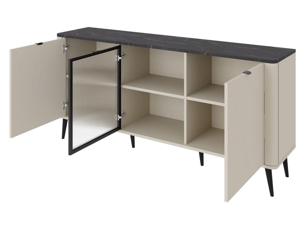 KOMMODE Marly 2D1W RE07 - Kaschmir/Goldfarben, Holzwerkstoff/Metall (160/82/40cm) - MIRJAN24