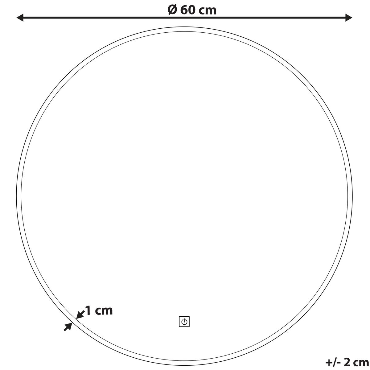 BADSPIEGEL mit LED-Beleuchtung rund 60 cm Callac - Silberfarben, Glas (60/60/3cm) - Beliani