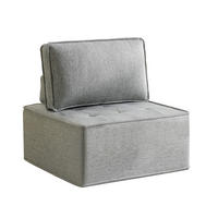 SOFA Leinen Hellgrau modular - Hellgrau, Holzwerkstoff/Textil (81/81/81cm) - WISHDOR