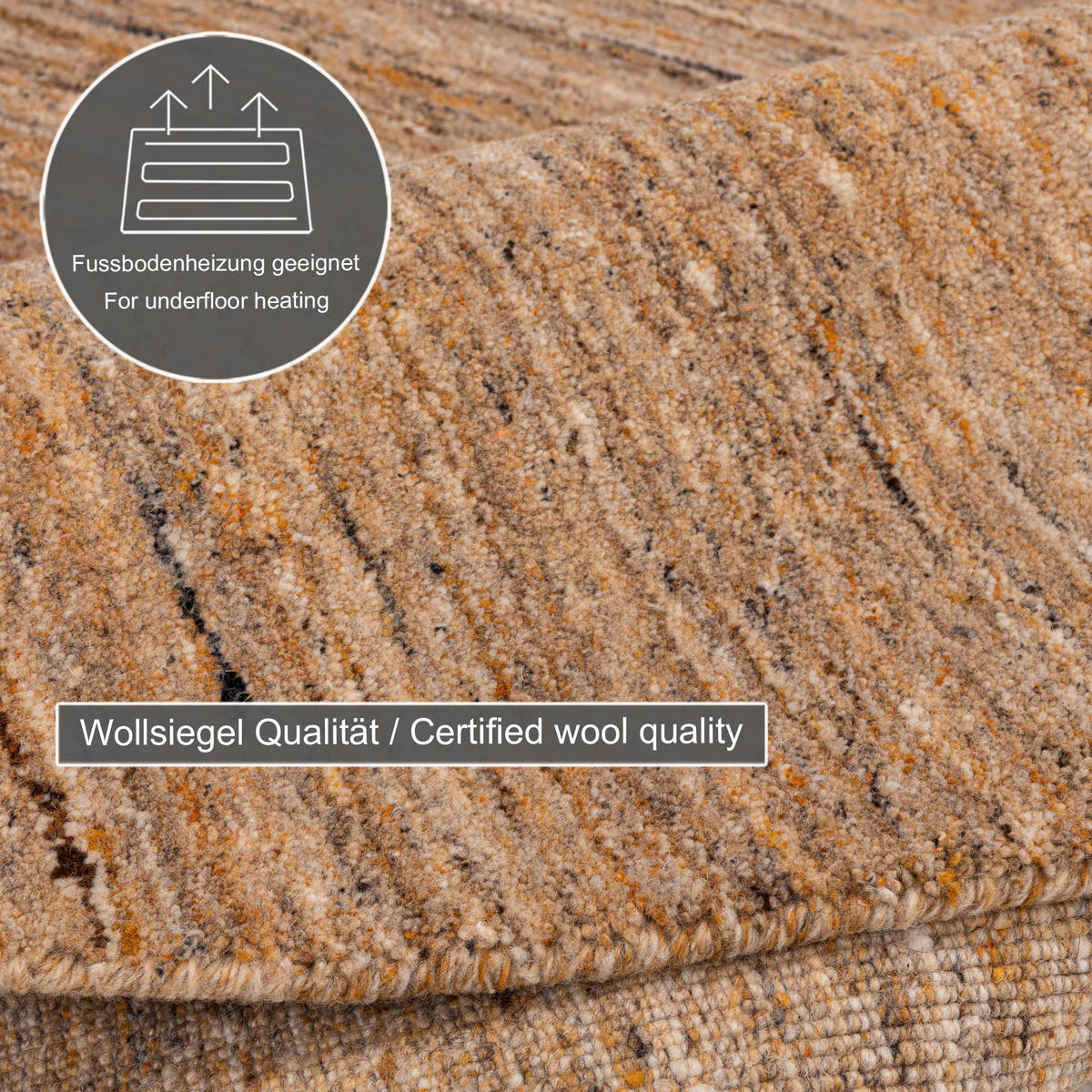 HANDWEBTEPPICH Pure 150x150 cm - Currygelb, Textil (150/150cm) - THEKO