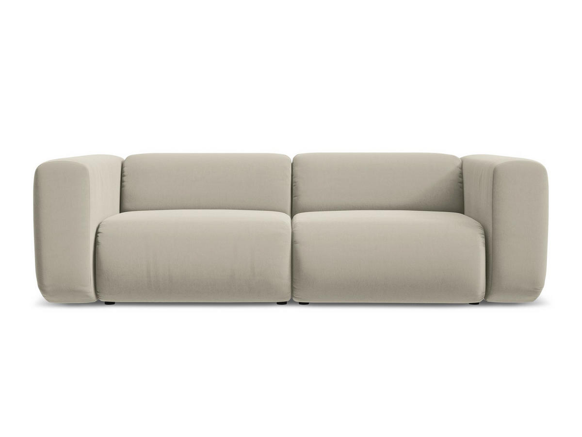 3-SITZER SOFA Samt Stoff Creme - Perlmutt/Creme, Kunststoff/Textil (228/70/89cm) - Makamii