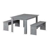 ESSTISCH SET Sentio Beton 137.6 x 92.8 cm mit 2 Bänken - Grau, Holzwerkstoff (137.6/73/92.8cm) - Vicco