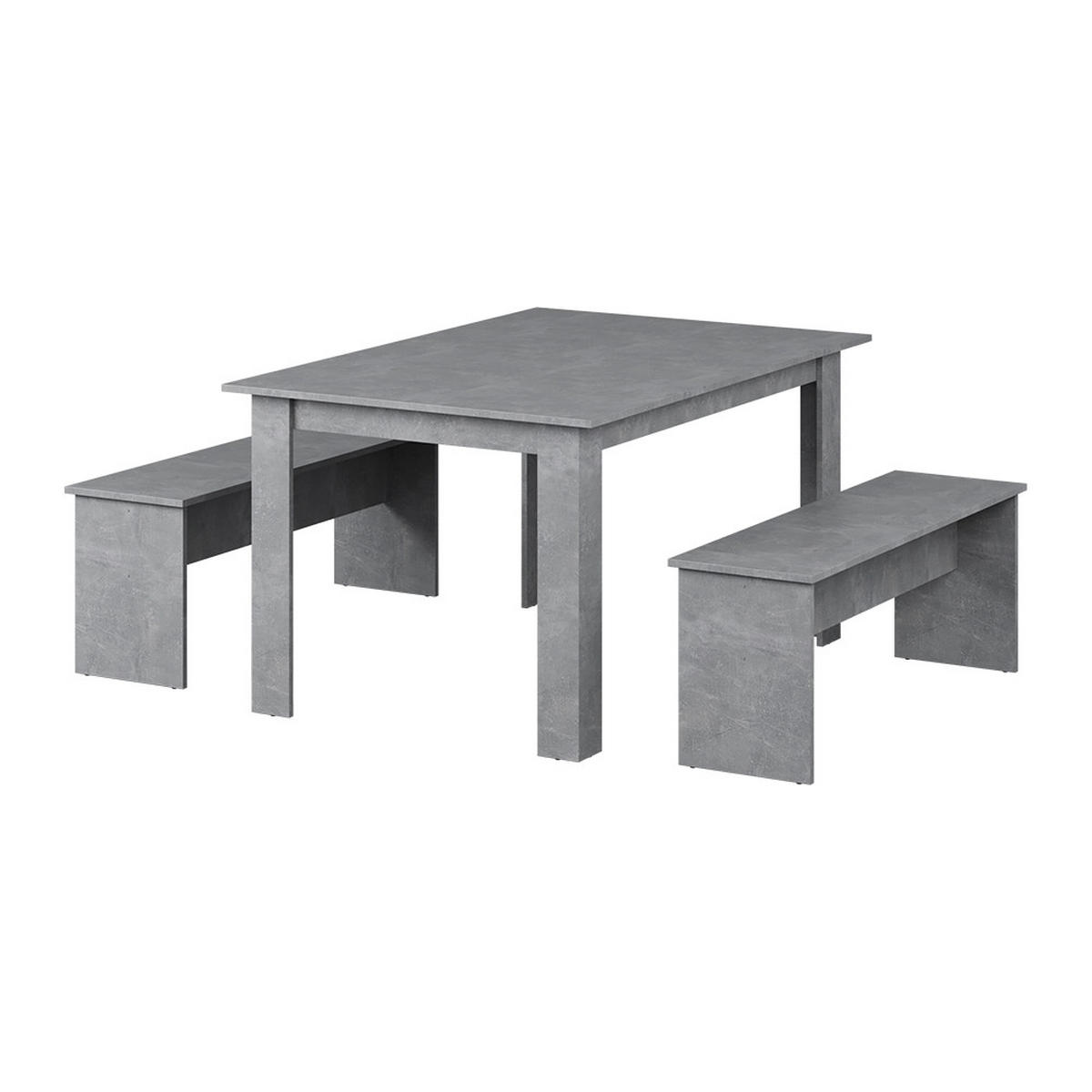 ESSTISCH SET Sentio Beton 137.6 x 92.8 cm mit 2 Bänken - Grau, Holzwerkstoff (137.6/73/92.8cm) - Vicco