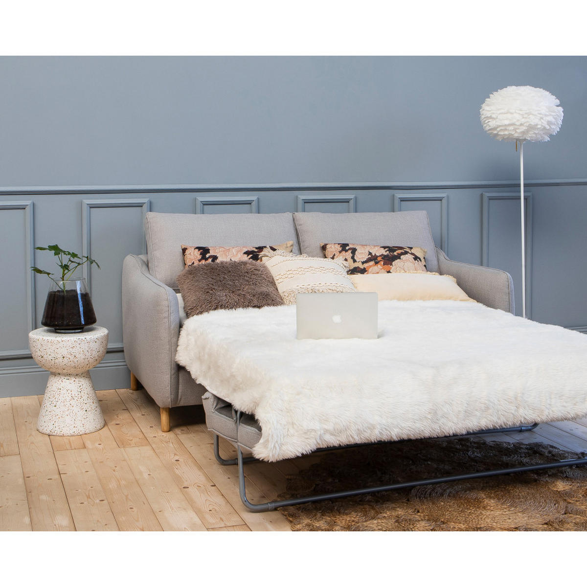 SCHLAFSOFA Express 2 Plätze aus Stoff - Vornay - Hellgrau - Hellgrau, Textil (162/85/97cm) - Drawer