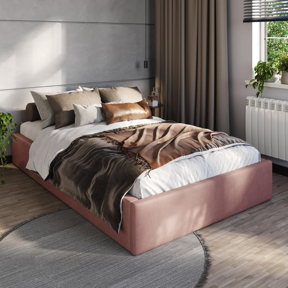 POLSTERBETT 120x200cm Bett mit Stauraum Lattenrost Altrosa - Altrosa, Holz/Holzwerkstoff (120/200cm) - Muralo