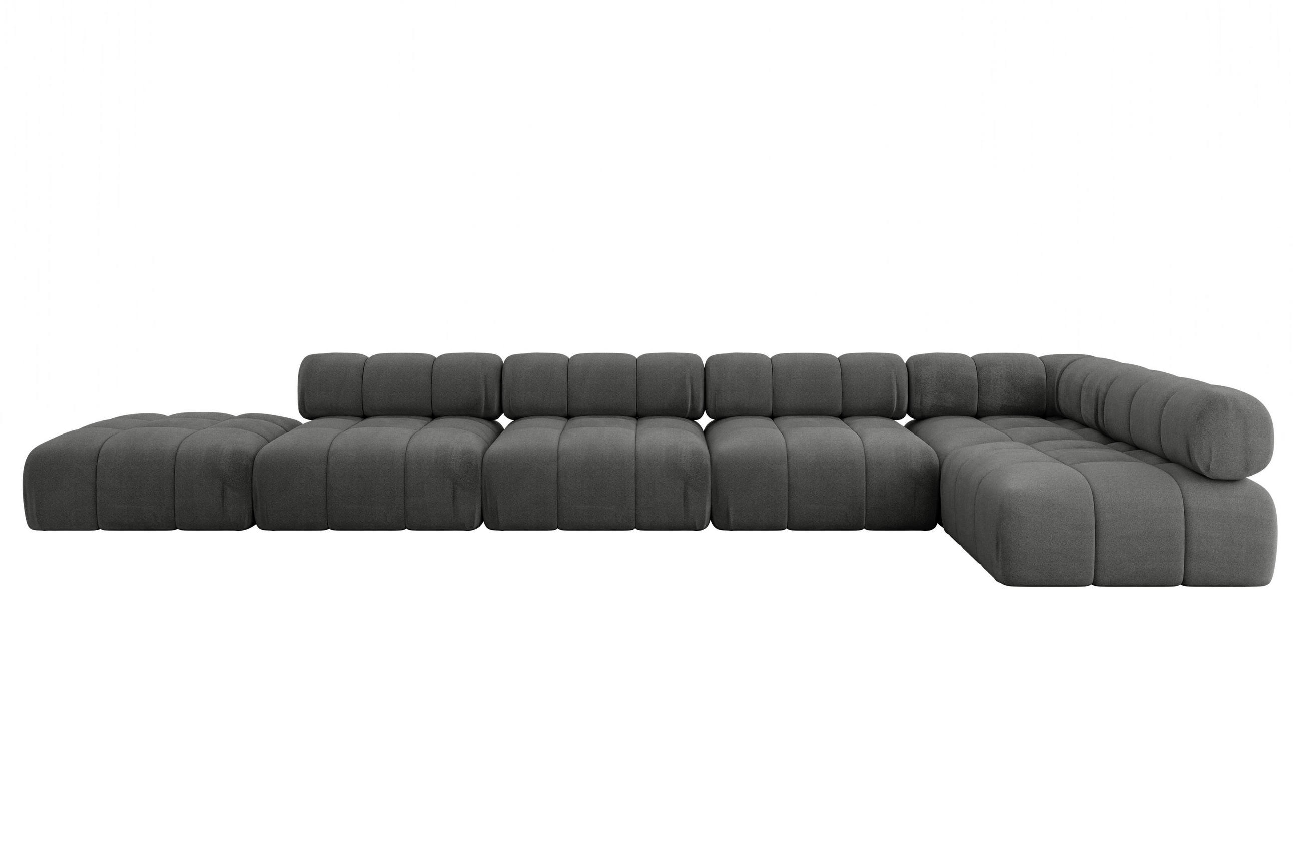 ECKSOFA modulares Sofa Favio-L3 - 475x190x70 cm Dunkelgrau Velours - Dunkelgrau, Holzwerkstoff/Textil (475/190cm) - ALTDECOR