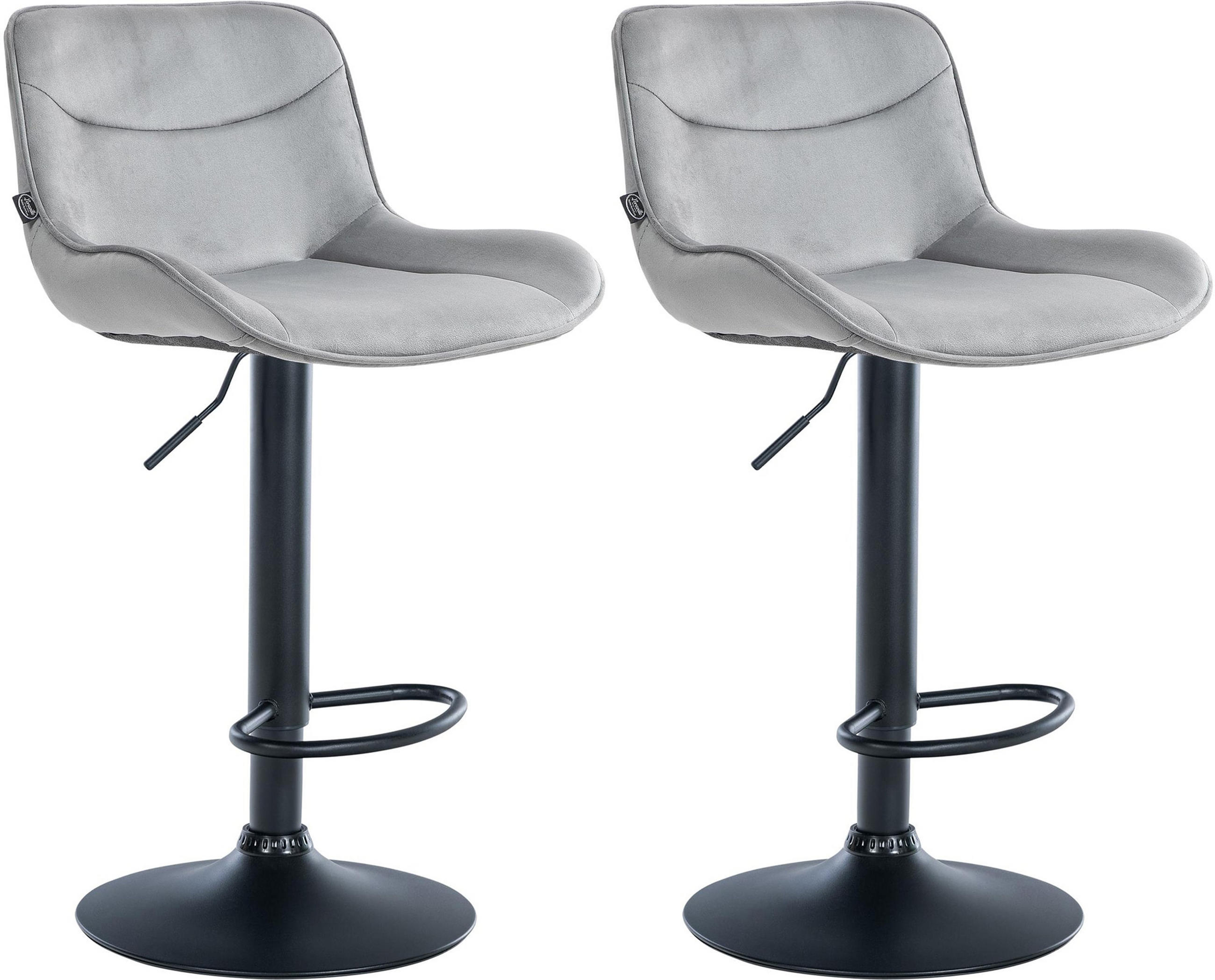 BARHOCKER 2er Set Vulcano Samt schwarz grau - Schwarz/Grau, Textil/Metall (49/106/51cm) - TPFLiving