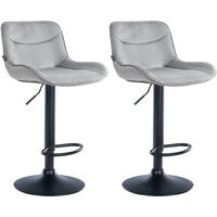 BARHOCKER 2er Set Vulcano Samt schwarz grau - Schwarz/Grau, Textil/Metall (49/106/51cm) - TPFLiving