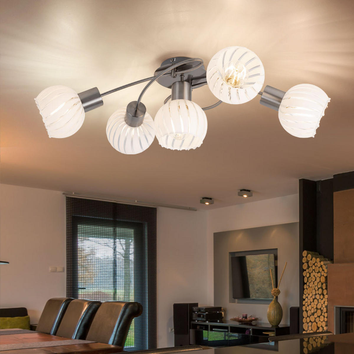 DECKENLEUCHTE Metall Weiß Glas - Weiß, Glas (69/43/24cm)