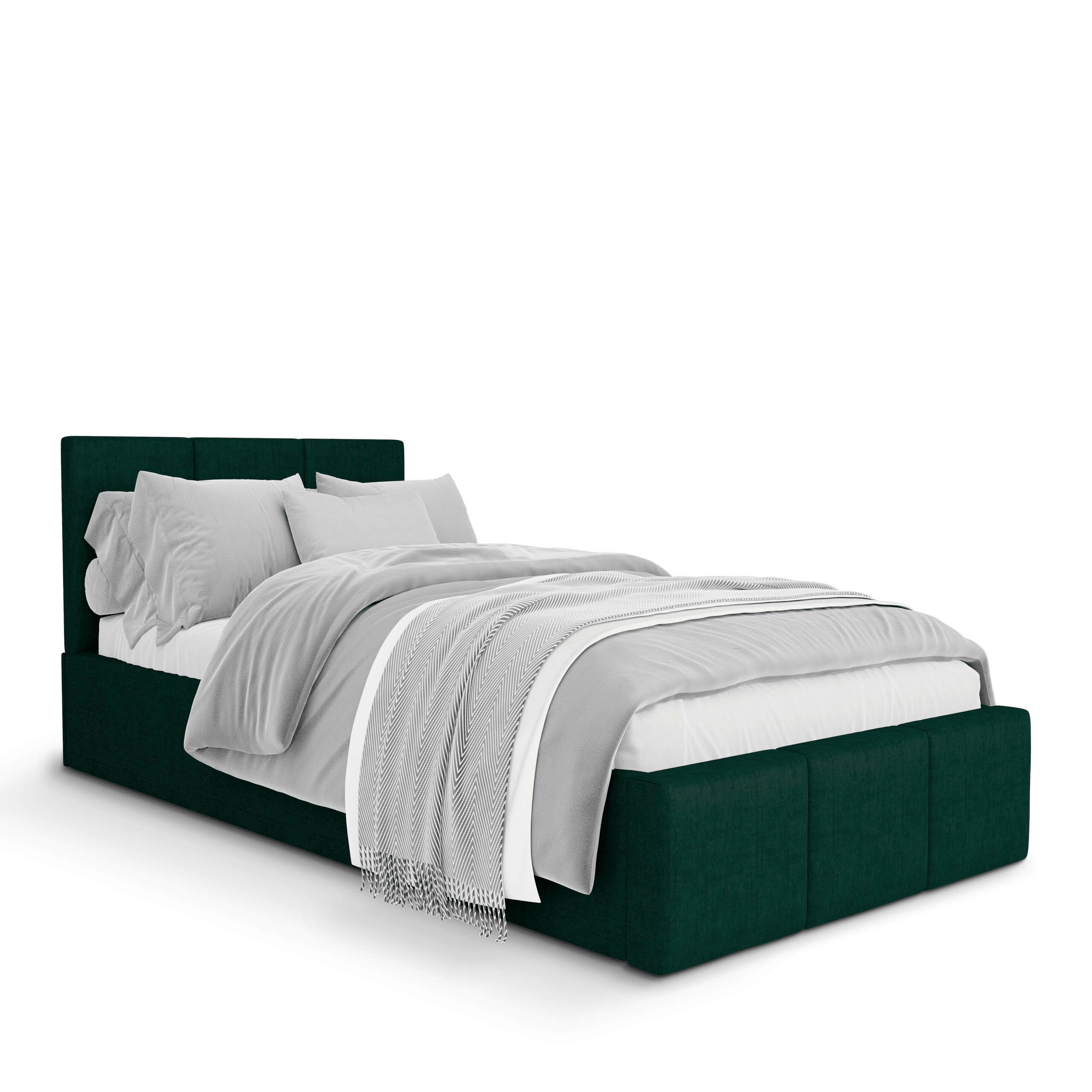 POLSTERBETT für Schlafzimmer Bett mit Stauraum Flaschengrün 90x200cm Kopfteil 88cm - Dunkelgrün, Holzwerkstoff/Metall (90/200cm) - Muralo