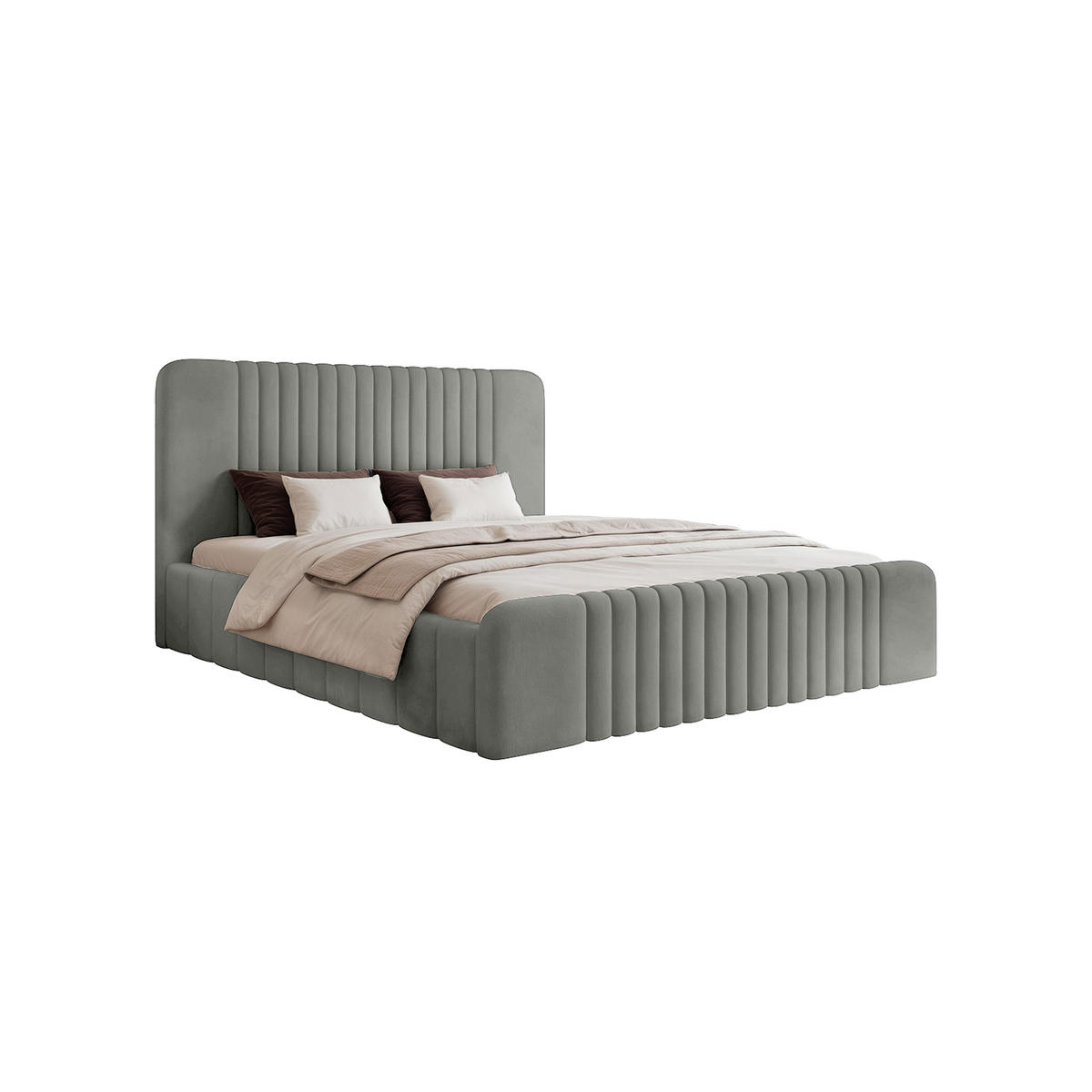 POLSTERBETT Pariotto 140x200 cm, Grau - Grau, Textil (140/200cm) - Fedve
