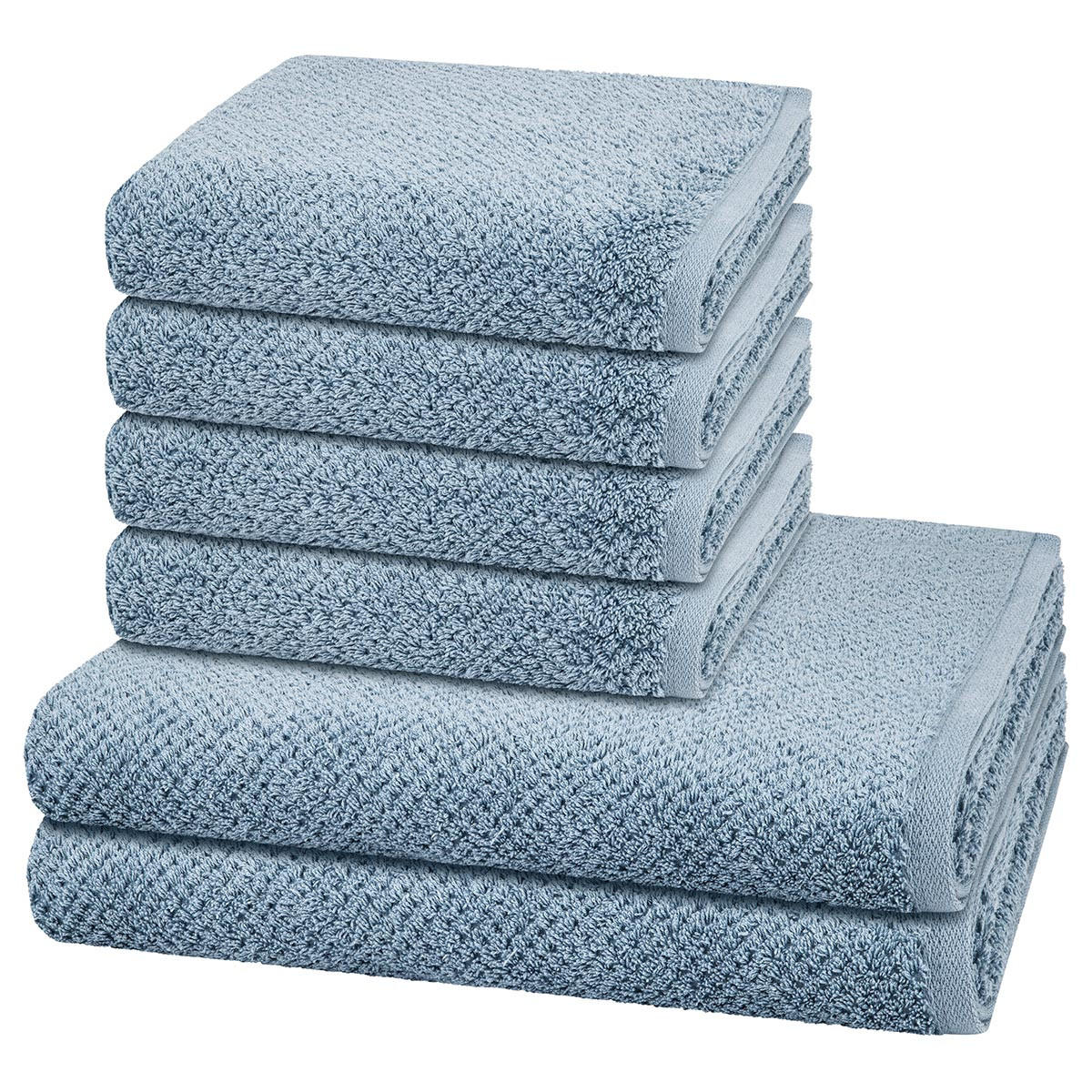 FROTTIERSET Pure 6-teilig - Blau, Textil (50/100cm) - Cawö