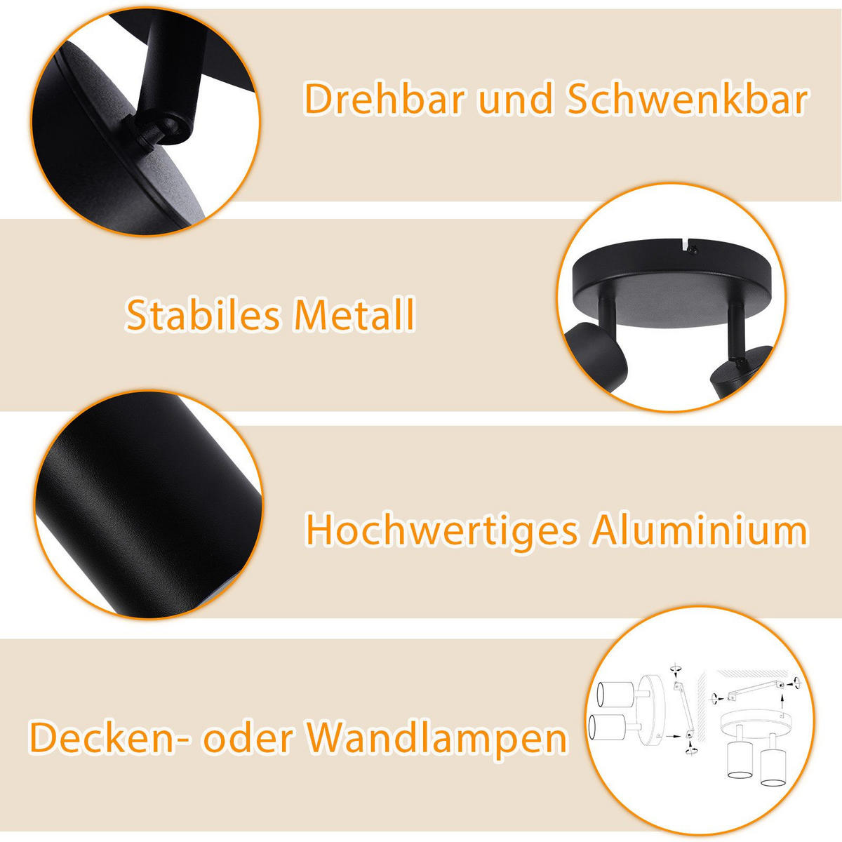 STRAHLER Belohnung 2-flammig 15/15/14.4 cm - Schwarz, Metall (15/15/14.4cm) - ZMH