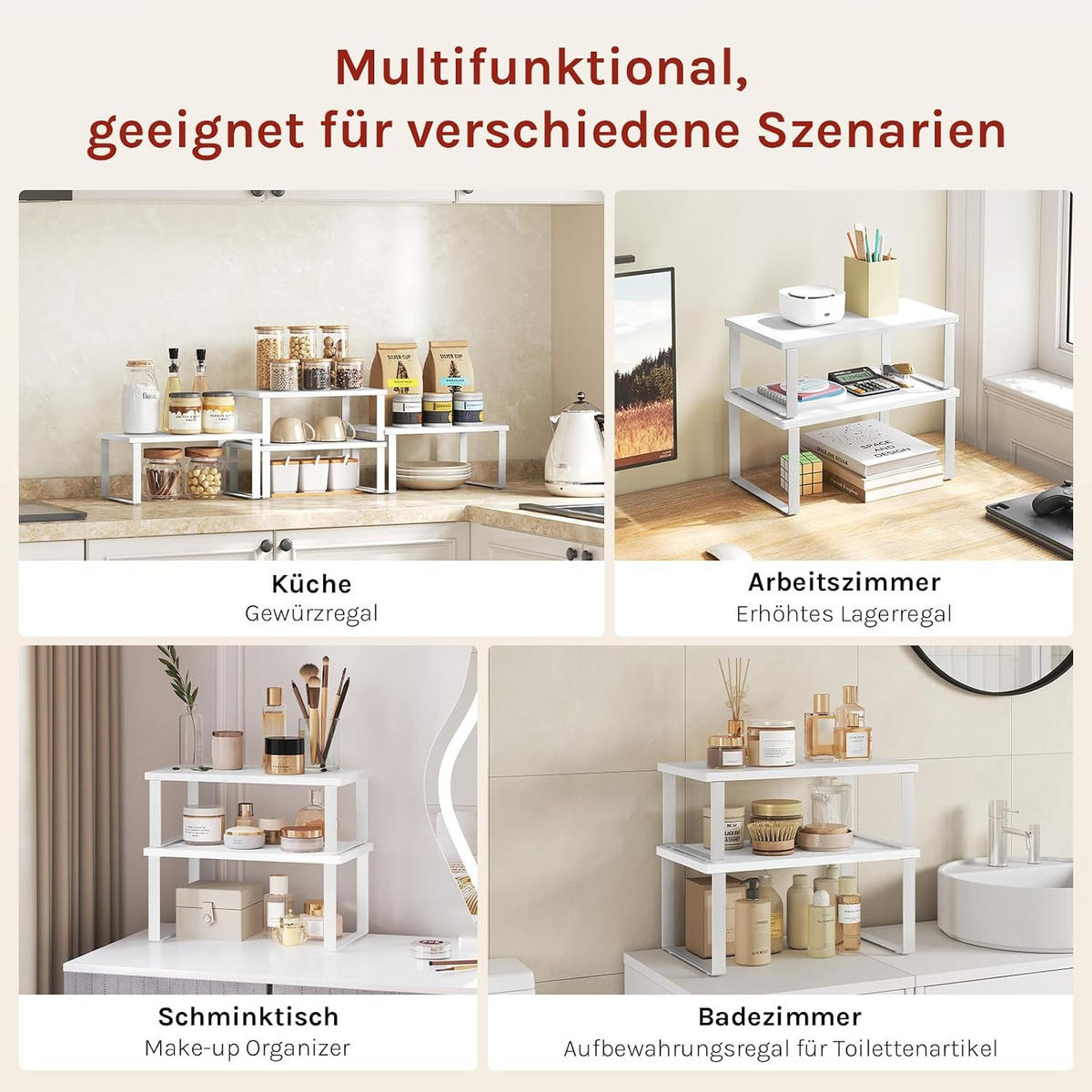 KÜCHENREGAL 2er Set aus Holzwerkstoff Weiß - Weiß, Holzwerkstoff (34/13/19cm) - Woltu