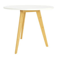 COUCHTISCH Bambus Weiß Naturfarbe rund Ø56 cm - Weiß/Naturfarben, Holzwerkstoff (56/56/56cm) - Begryf