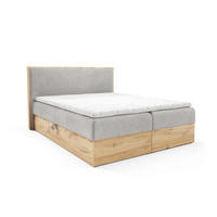 BOXBETT Holzoptik Sonoma mit Topper 140x200 cm Hellgrau - Hellgrau, Textil (140/200cm) - Home Collective