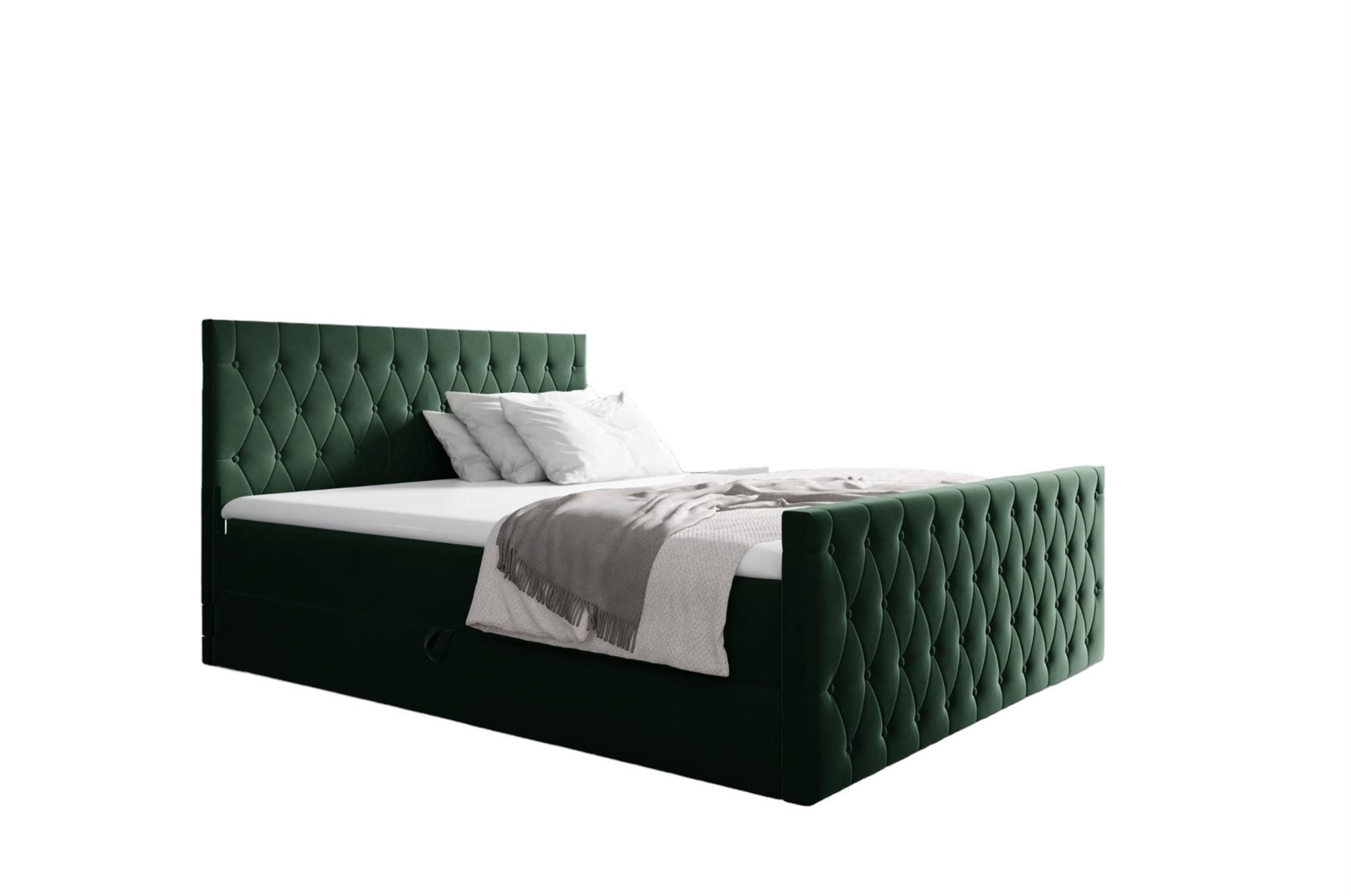 BOXBETT Asher In überlänge - Grün, Holzwerkstoff/Textil (180/220cm) - Fun Möbel