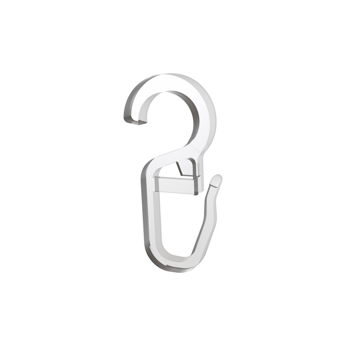 FALTENHAKEN/ÜBERKLIPSHAKEN MIT FALTENLEGEHAKEN Öse 10 mm, Glasklar, Packung 10 Stück - Transparent, Kunststoff (1.6/3.6/1cm) - INTERDECO