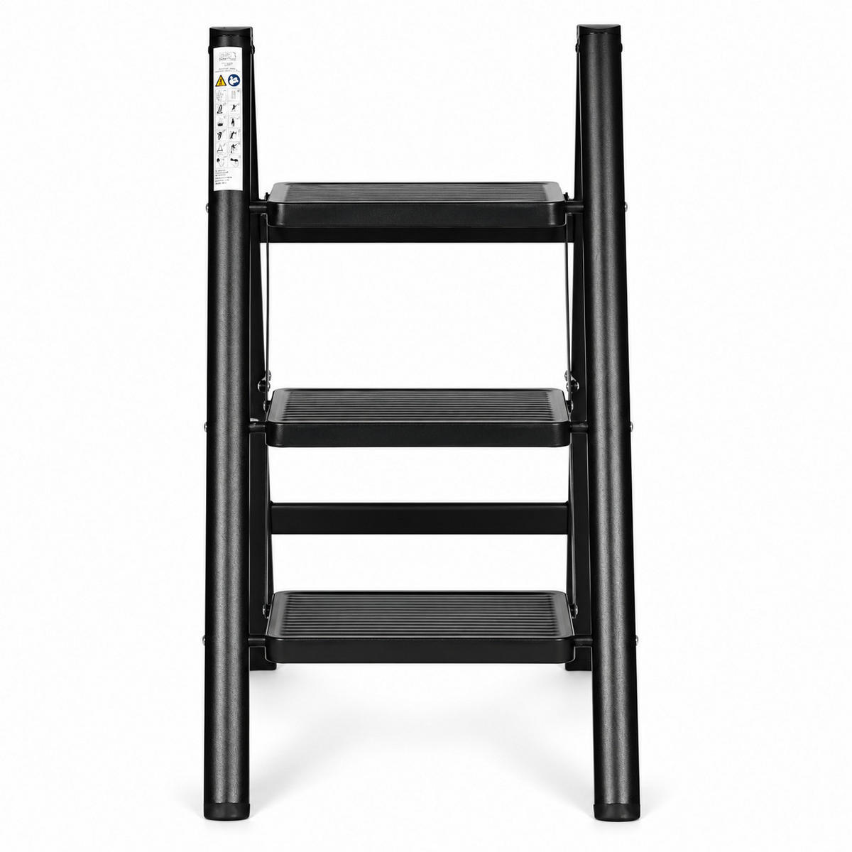 KLAPPTRITTLEITER 3 Stufen Schwarz - Schwarz, Kunststoff/Metall (41/84.5/66cm) - Mat-Haus