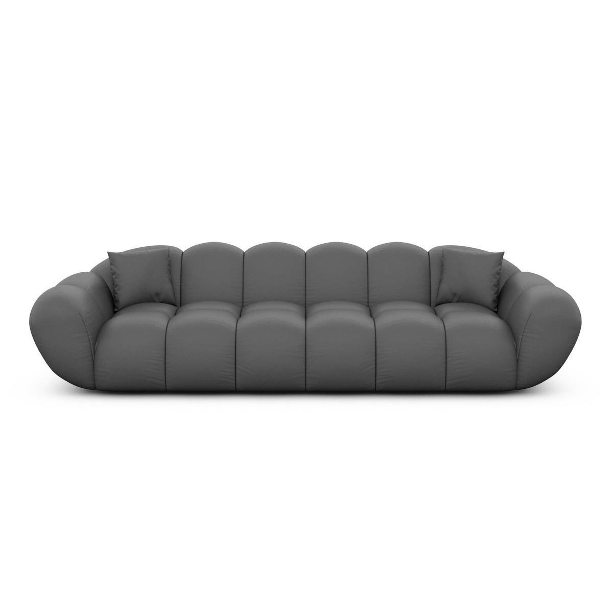 4-SITZER-SOFA Liva Dunkelgrau Echtleder - Dunkelgrau, Leder (265/70/93cm) - VAROYAL