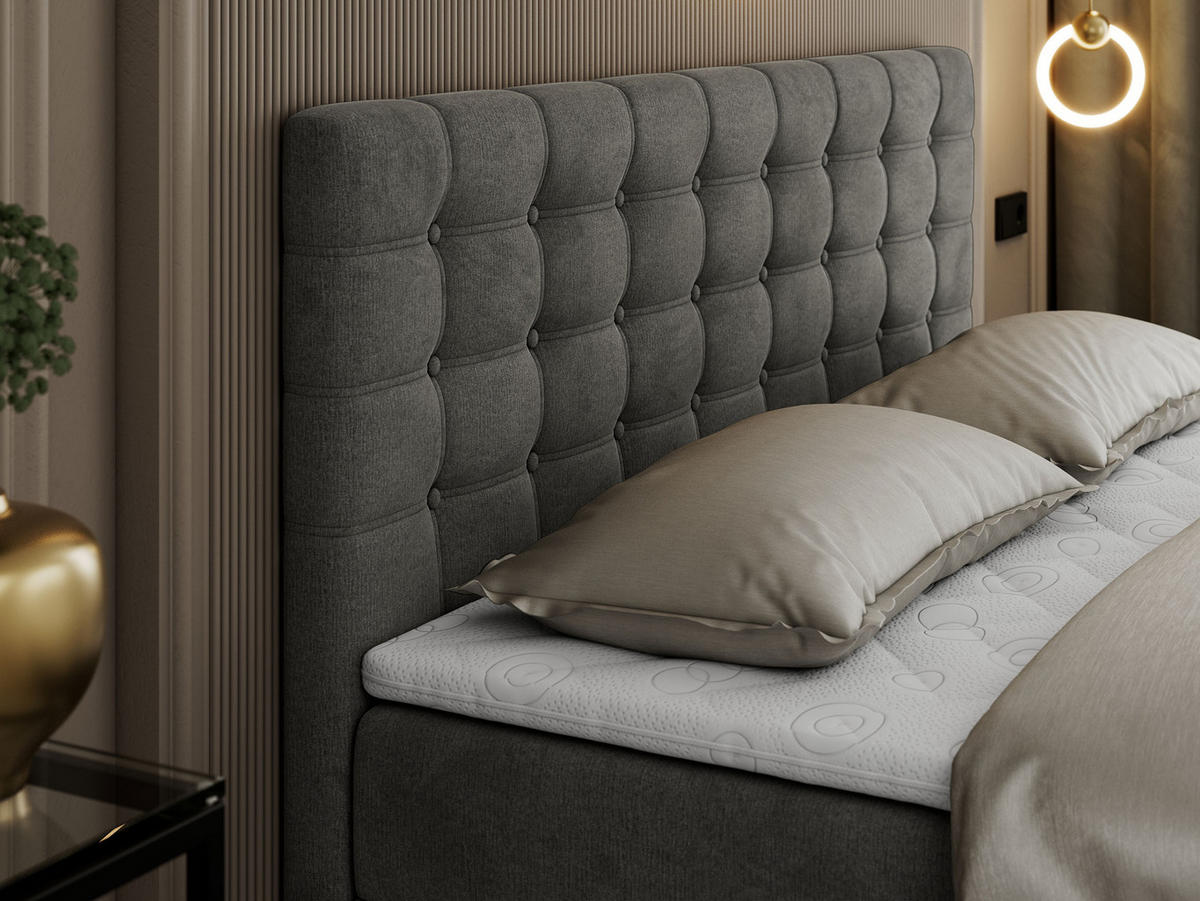 BOXBETT SUSAN 140/200 Dunkelgrau Velvet - H4 - Dunkelgrau, Holz/Textil (140/200cm) - MKS