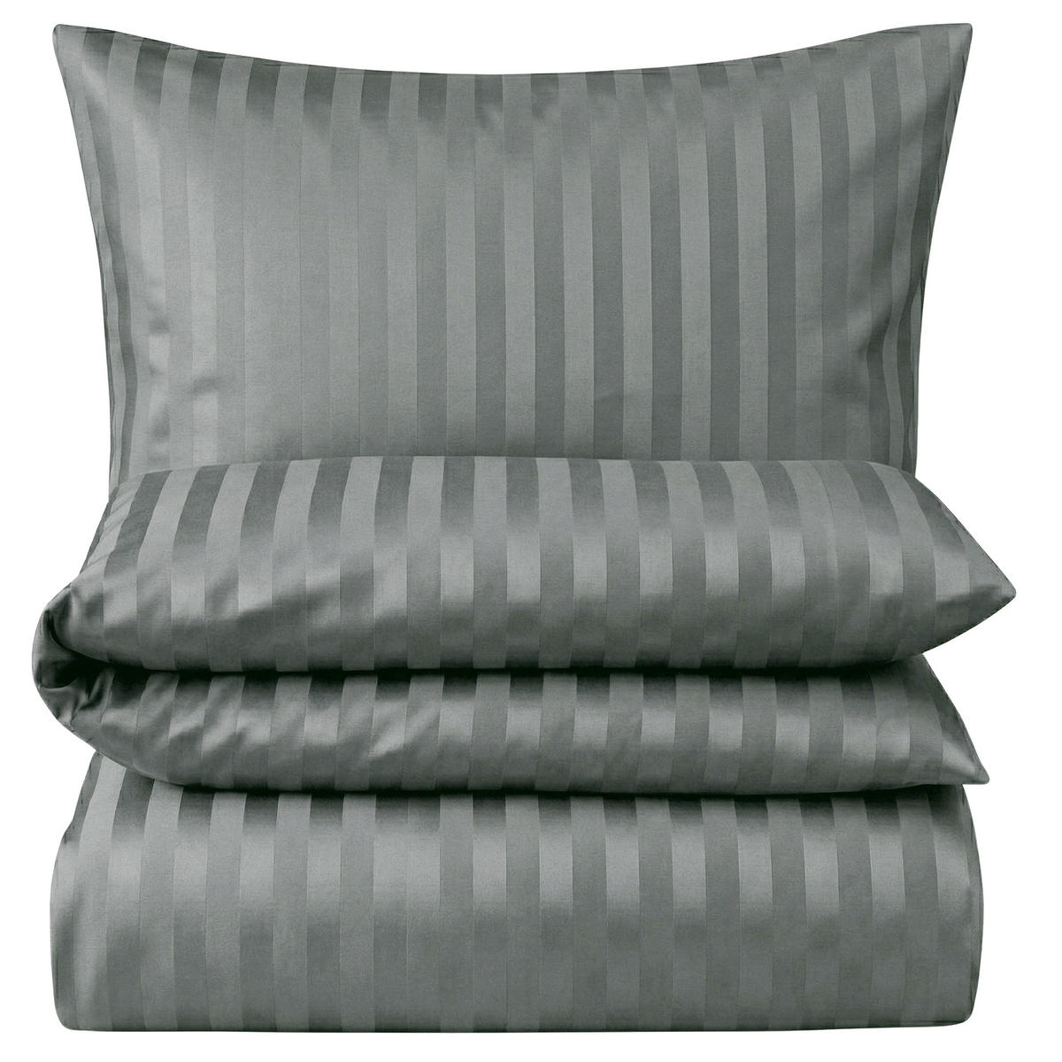 BETTWÄSCHE Damast 155x220 Anthrazit Dunkelgrau gestreift - Made in Germany - Anthrazit, Textil (155/220cm) - Carpe Sonno