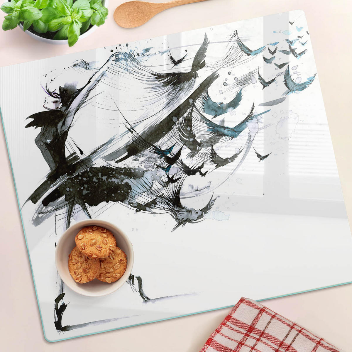GLASPLATTE 60x52 cm Ballerina - Schwarz, Glas (60/0.4/52cm) - TULUP