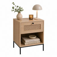 KOMODA přírodní černá ratanový vzhled zásuvka - světle hnědá, kov/kompozitní dřevo (40/55/40cm) - Relaxdays