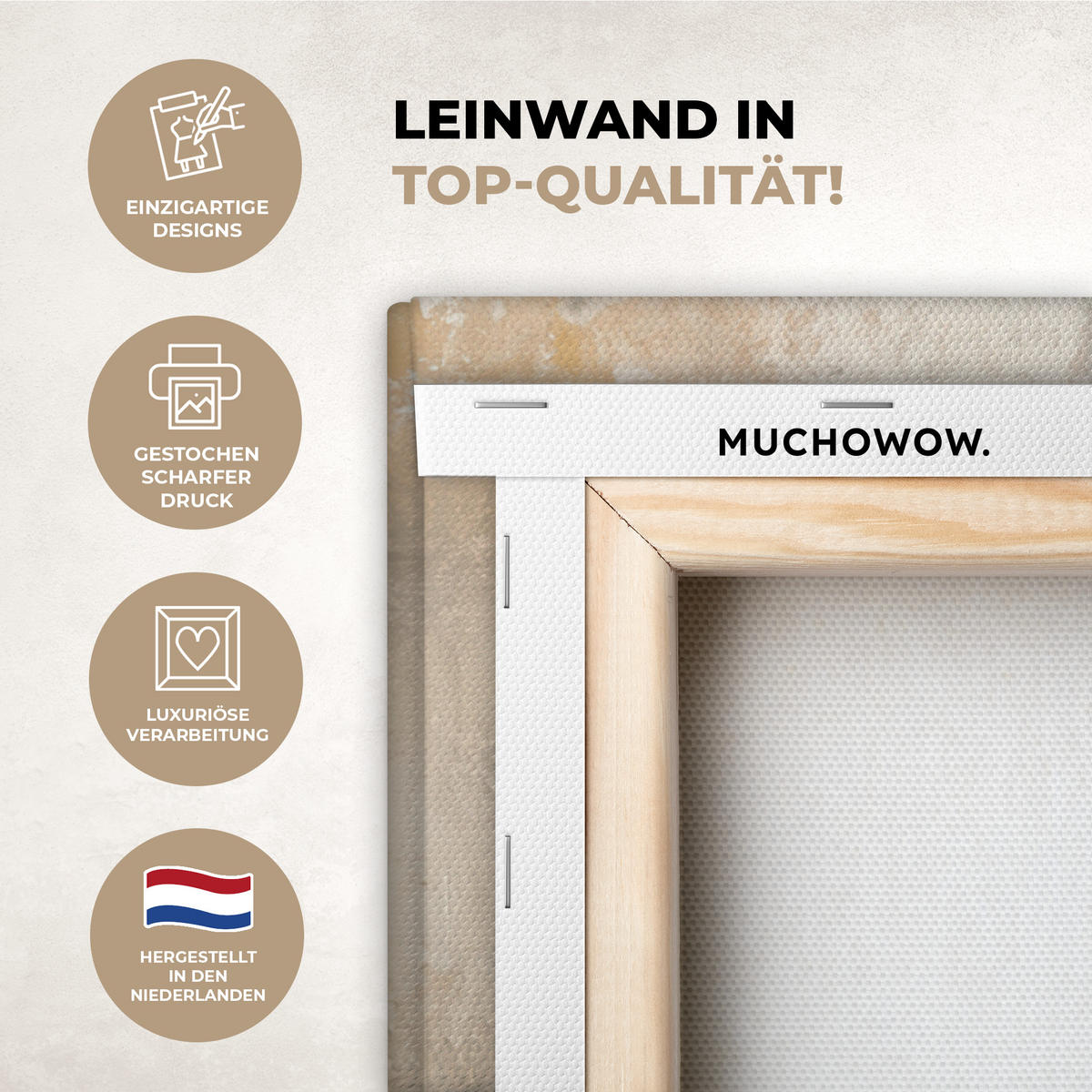 LEINWANDBILD Weihnachten - Kugeln - Beige - Gold Wandbilder 80x60 cm - Goldfarben, Textil (80/60cm) - MuchoWow