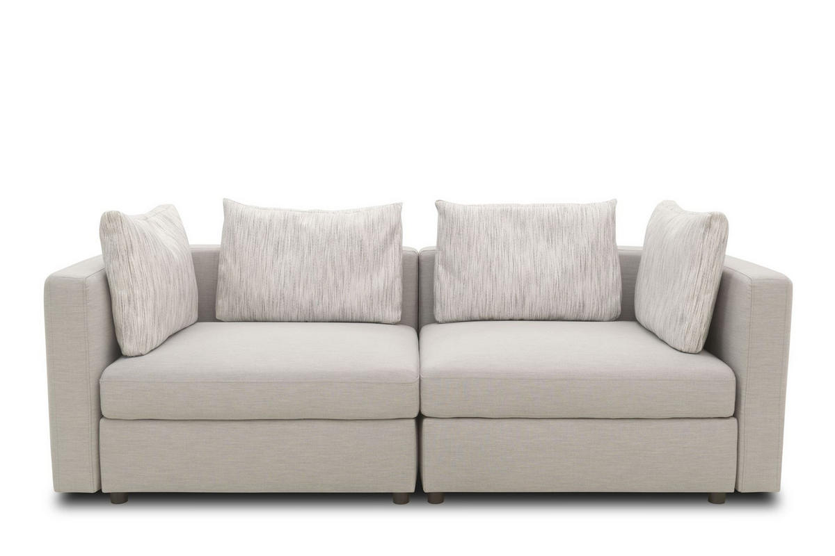 GARTENLOUNGE-SOFA 2-Sitzer Bozhana 220x67x96 mit Outdoorbezug silber - Silberfarben, Kunststoff (220/67/96cm) - 58aufmkessel