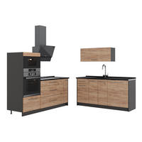 KÜCHENZEILE Fame-Line, Goldkraft Eiche/Anthrazit, 340 cm, AP Anthrazit - Honigeiche/Anthrazit, Holzwerkstoff (340/153.6/60cm) - Vicco