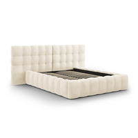 BETT mit Bettkasten und Doppelkopfteil Mamaia aus Samt leichtes beige 160x200cm - Beige, Textil (160/200cm) - Micadoni