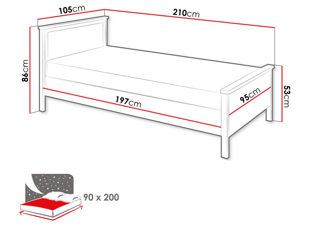 JUGENDBETT Story SO16 - Sandfarben/Goldfarben, Holzwerkstoff/Kunststoff (90/200cm) - MIRJAN24