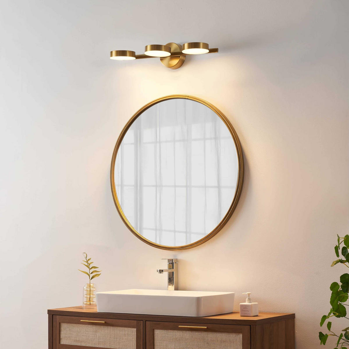 WANDLEUCHTE Syloria, Messing und Weiß, 52cm - Messingfarben, Metall (12/12/52cm) - KOSILUM