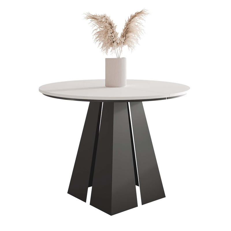 AUSZIEHTISCH FORTE 120/76 cm, Schwarz / Weiß - Schwarz/Weiß, Holzwerkstoff/Metall (120/120/76cm) - Idohome