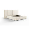 BETT mit Bettkasten und Doppelkopfteil Kelp aus Samt leichtes beige 140x200cm - Beige, Textil (140/200cm) - Micadoni