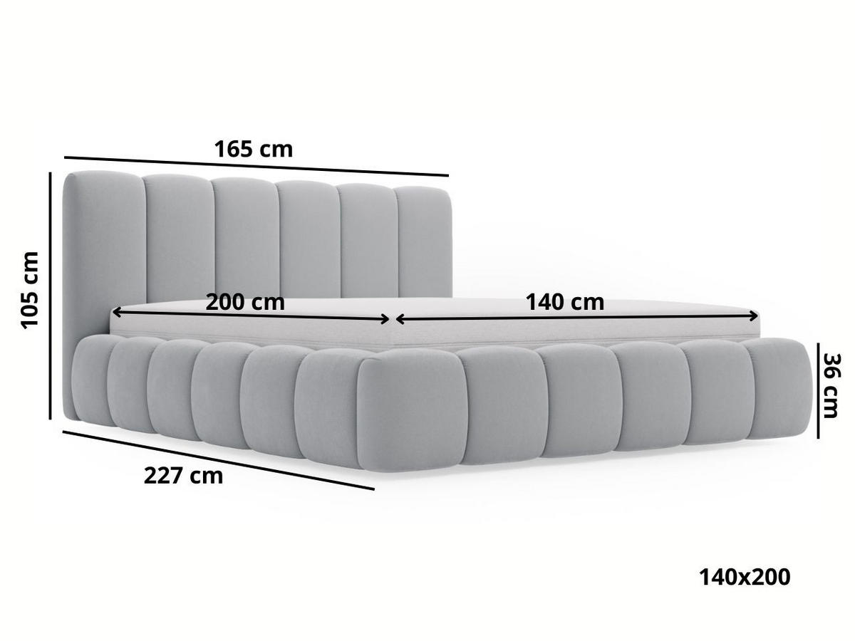 POLSTERBETT Cloud 140x200 Dunkelgrau - Dunkelgrau, Textil (140/200cm) - Graingold